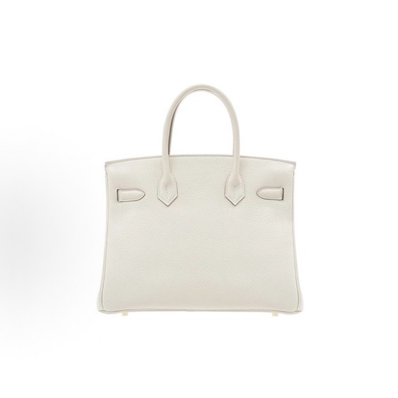 HERMES Birkin 30 Gold Buckle Women\'s Edition 10 Craie Milkshake White